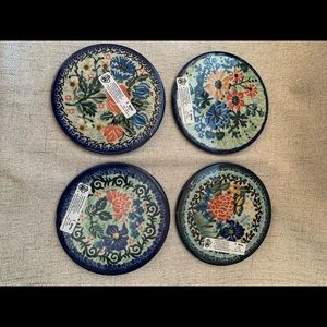 Polish Pottery 4 Coasters Unikat NEW